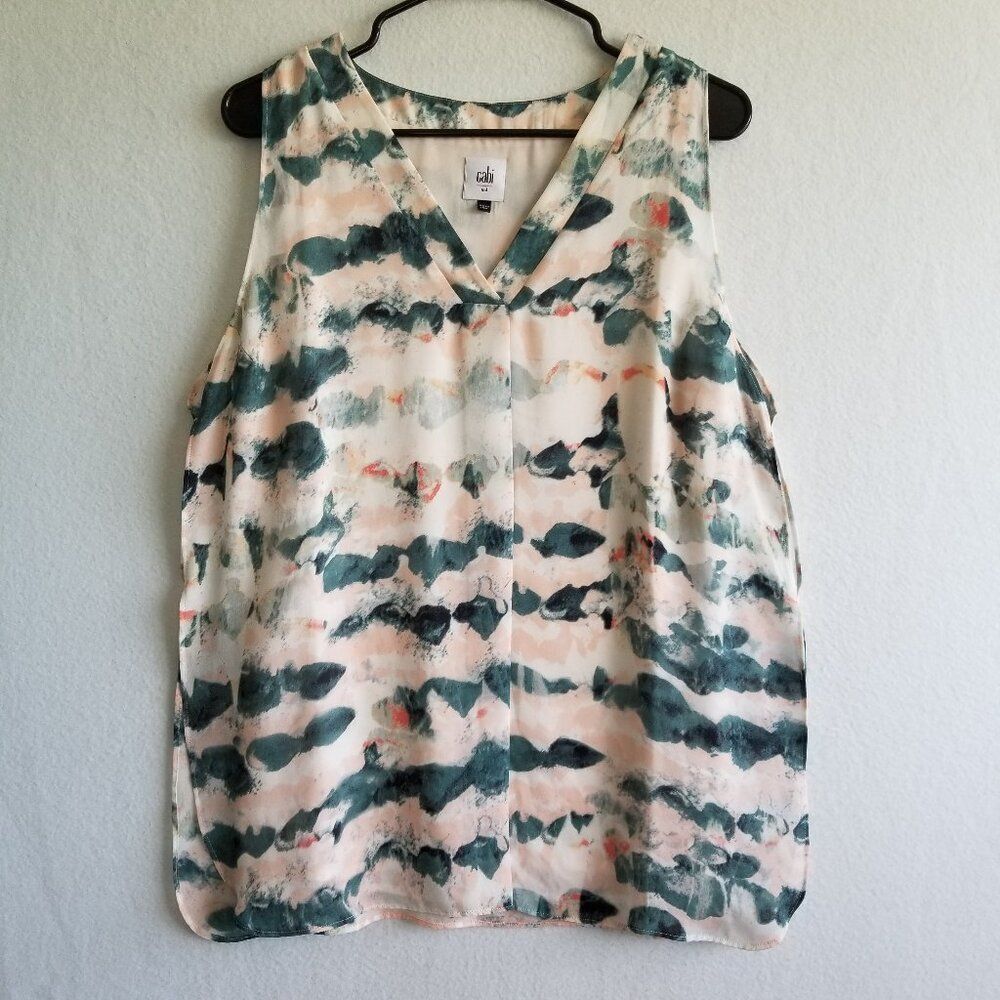 💚 2/$15. Cabi Artsy Pullover Sleeveless V Neck Tank Top Multicolor Blouse M